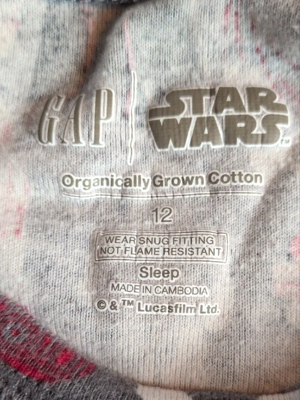 GAP Star Wars Gray, Black & Red Star Wars Kids Pajama Set